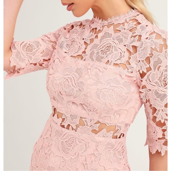 Lulus A Fine Romance Punk Blush Lace Dress Size M - Picture 4 of 12